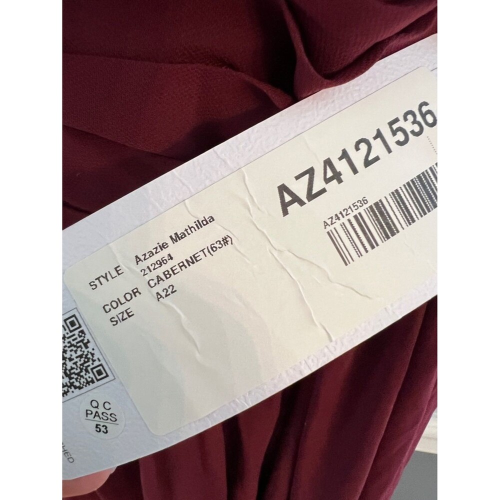 Azazie Mathilda Cabernet One Shoulder High Low Dress A22 Bridesmaid Formal - Picture 8 of 12